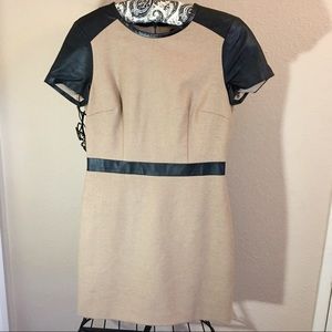 BOGO Club Monaco Wool Dress with Leather Trim